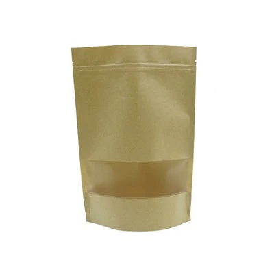 Papur Kraft bioddiraddadwy Te Coffi Ffa Doypack Cwdyn Gyda Ffenestr Petryal